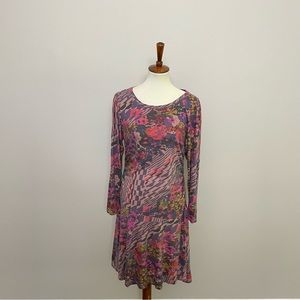 Anthropologie Daily Practice Dress Ruched Abstract Floral Art To Wear Lounge